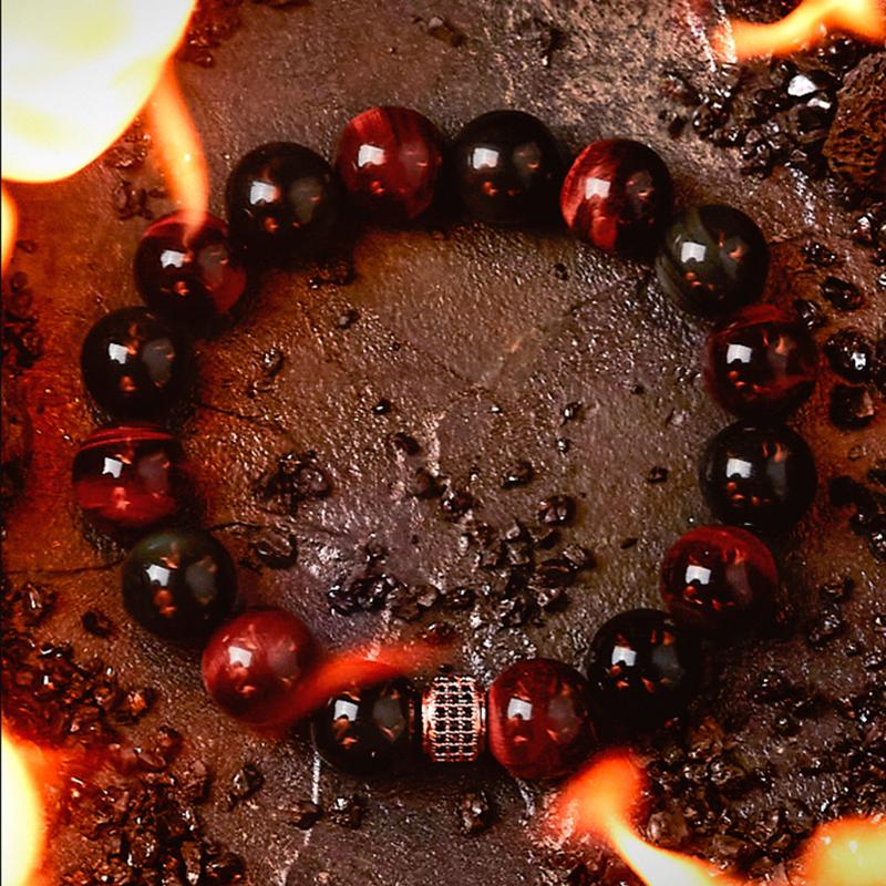 5A Real Natural Red Tiger Eye Beads Stone Bracelet Men Women Zircon Accessories Handmade Jewelry Gift for Girlfriend Wholesale