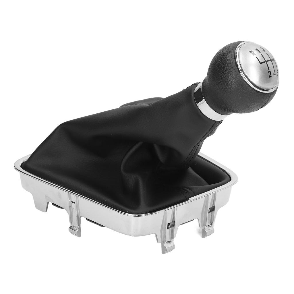 6-Gang Schalthebelknauf mit PU-Lederstulpe Automobil-Innenausstattung Ersatzkarosserieteile Silber