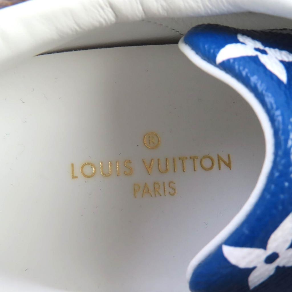 Great LOUIS VUITTON Sneakers LV Escal Monogram Blue Leather Women 34.5 CL1129 Used