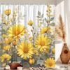 1pc Vibrant Flower Garden Shower Curtain Large Yellow Daisies with Yellow Gray Flowers and Foliage Realistic Botanical Design Ba