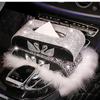 Swan Cartoon Car Tissue Box with Diamond Accents - Creative Cute Design