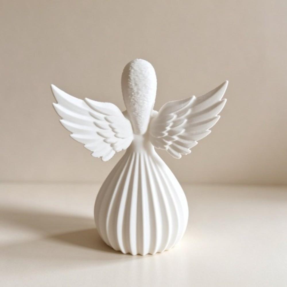 3D Printed Cat Statue Stripe Texture Pray Girl Sculpture Minimalist Tabletop Ornaments Home