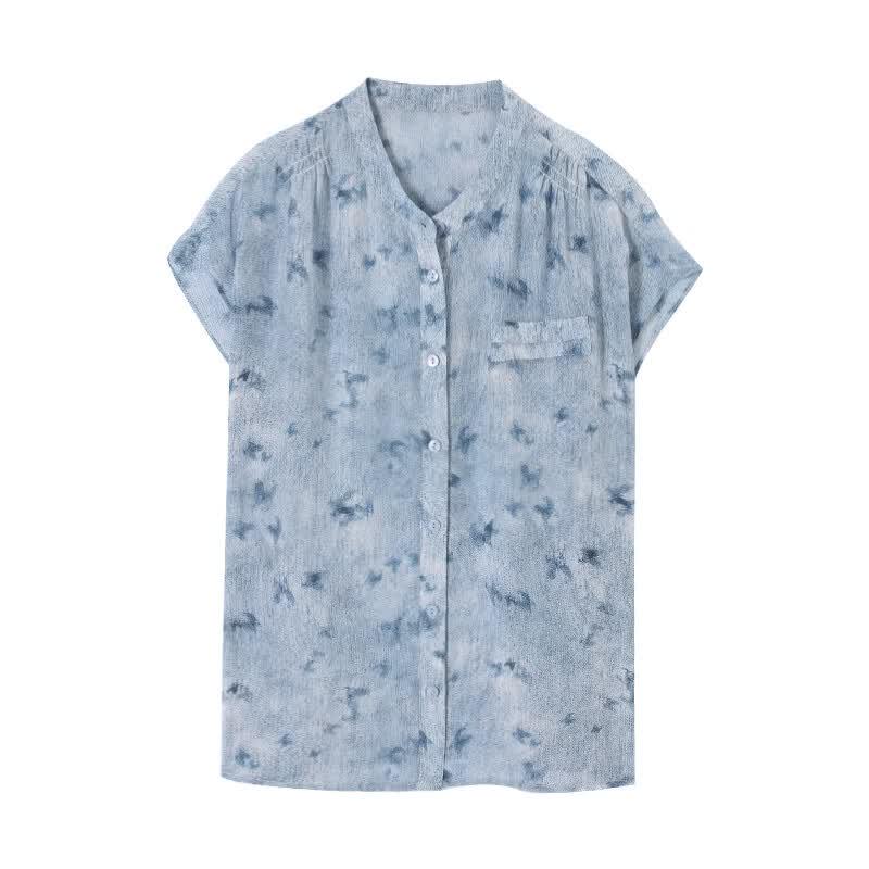 SOFSIL Women's 100% Mulberry Silk Printed Short Sleeve Shirt