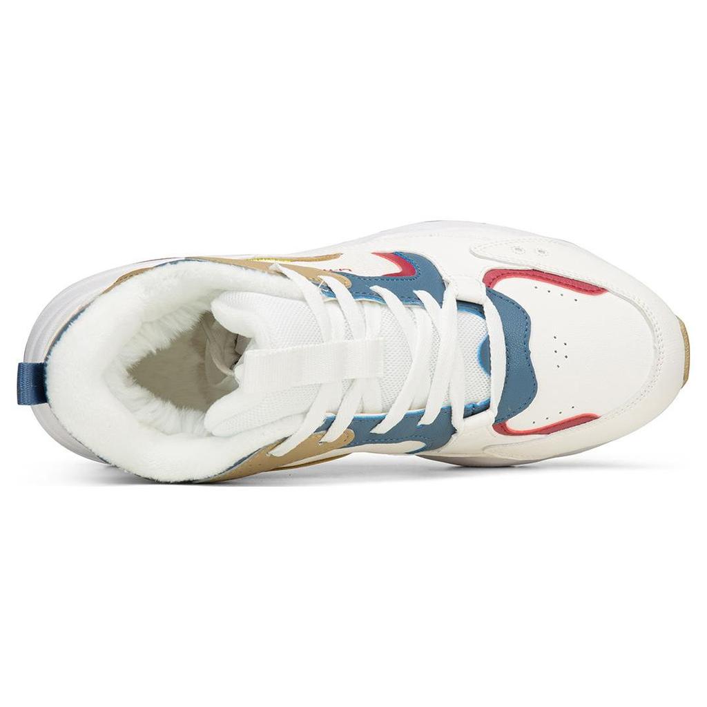 Li-Ning Fleece Lined Non-Slip Wear-Resistant Warm Mid-Top Sports Casual Shoes Men Sneakers Cloud-White AGLS209-1