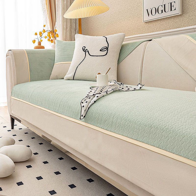 Sofa Cushion Affordable Luxury Style Non-Slip Sofa Cover Solid Color Stitching Leather Sofa Cover Cloth Cushion Towel