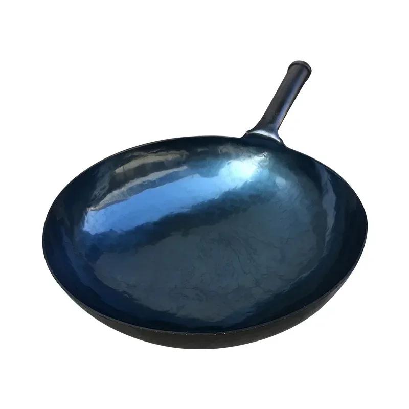 

High-Grade Handmade Iron Pan Without Coating Health Wok Non-Stick Pan Gas Stove Induction Cooker General Zhangqiu Iron Wok 36CM 30cm