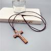 Religious Catholic Small Wood Crosses Necklace Pendants Jewelry Rope Chain