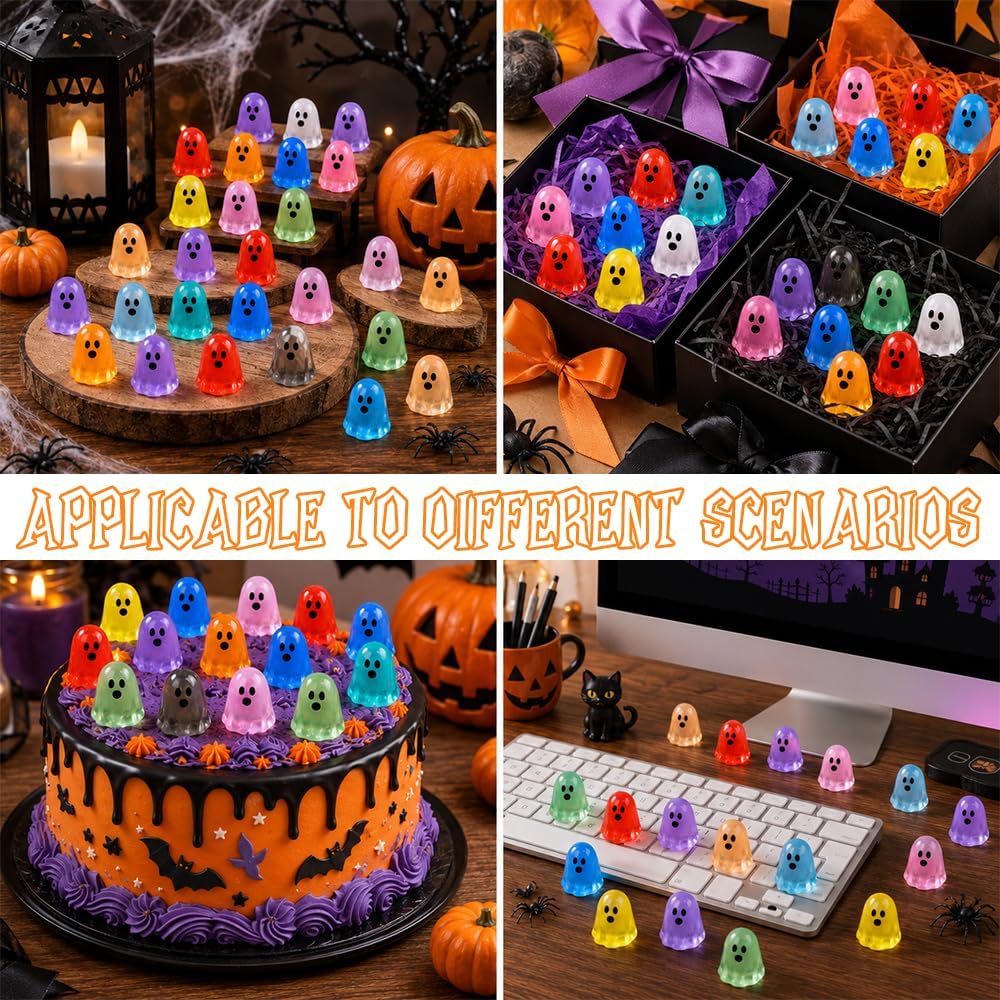 Figurine Mini Fantome Halloween, 100 BUC Fantome Luminoase în Întuneric pentru Masă