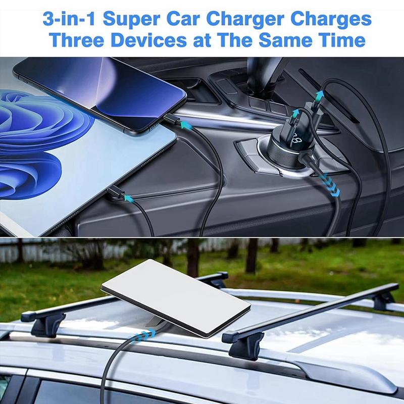 Mini Power Cable 12V-24V Socket Adapter To DC Power Cable with Type-C Port and Voltmeter 16.4Ft