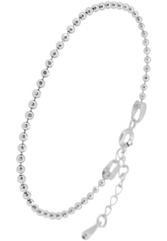 Shinjuku Gin No Kura 2.0mm Cut Ball Chain Silver 925 Bracelet, Approximately 15-18cm Long, Simple, Thin, Delicate for Women