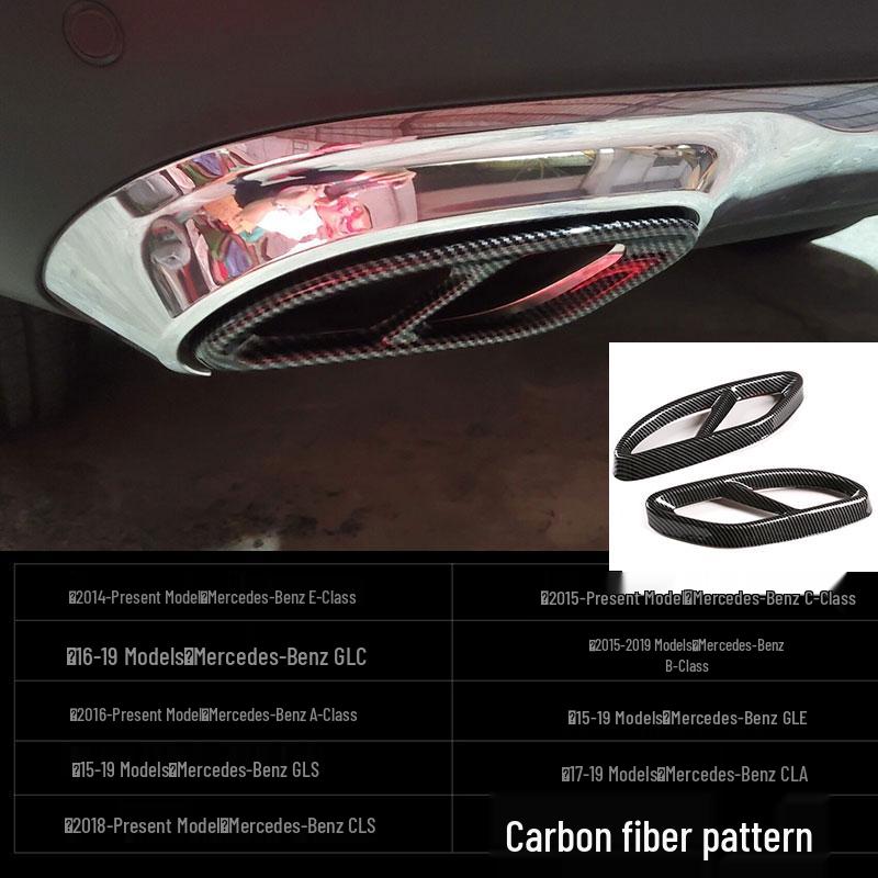 Couvercle de sortie d'échappement compatible pour Mercedes Classe A, C, E, GLC - Modification décorative à quatre sorties.