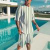 Striped T-shirt 2 piece men's Hawaii beach T-shirts suit summer