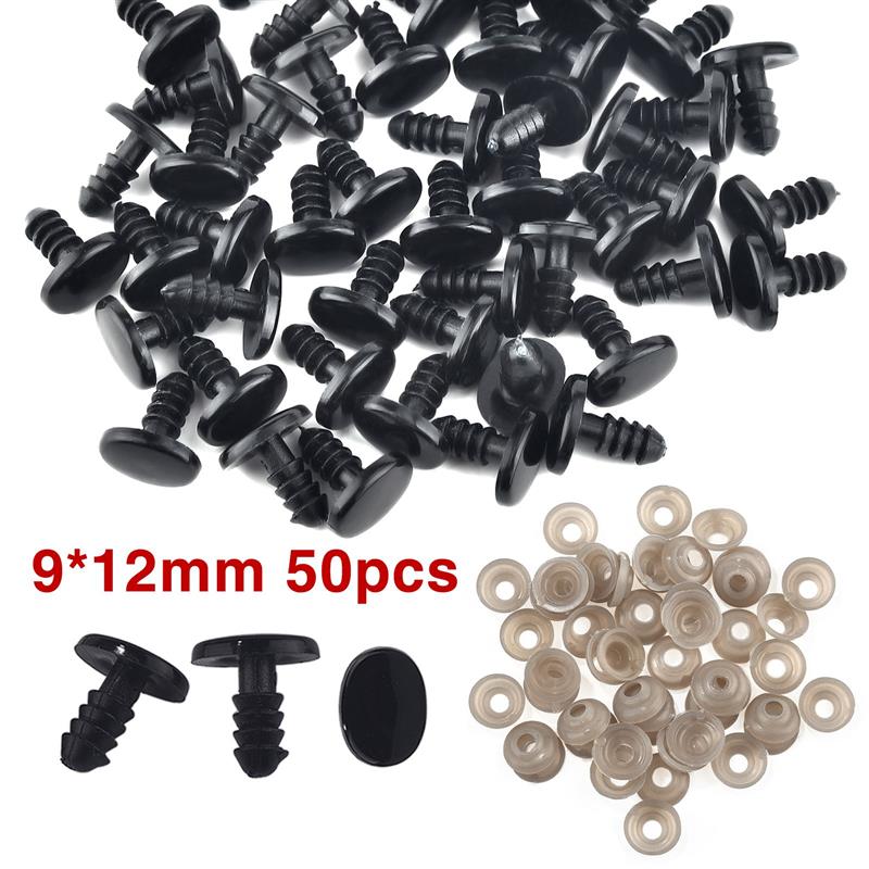 50 Stück Puppenzubehör Schwarze Kunststoff Plüsch Sicherheitsnasen Amigurumi Für DIY Lustige Spielzeugaugen Nasen Anima Zubehör Basteln