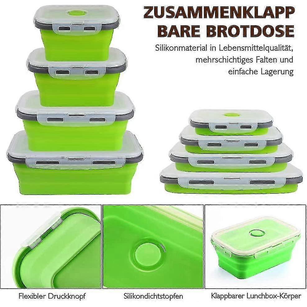 Fresh-keeping Box, 4 Pieces Of Collapsible Fresh-keeping Box Set, Collapsible Lunch Box, Silicone Collapsible Bread Box Container, Lunch Box, Picnic B