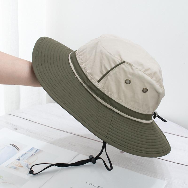 

Outdoor Fishing Cap With Large Brim And Drawstring For Summer Sun Protection White Green,HS 58cm