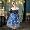 2023 Winter Princess Elsa Dress Christmas Gift Girls Fur Collar Princess Elsa Dress Frozen