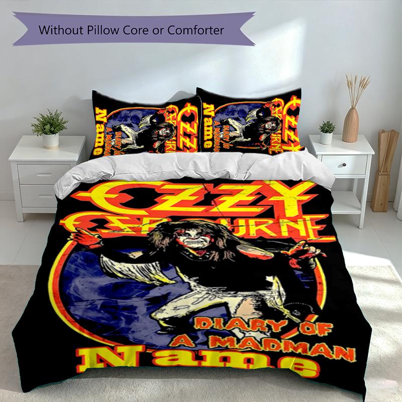 3pcs Custom Name Rock Ozzy Osbourne Bedding Set,Includes 1 Duvet Cover and 2 Pillowcases,All-season Bedroom Decor
