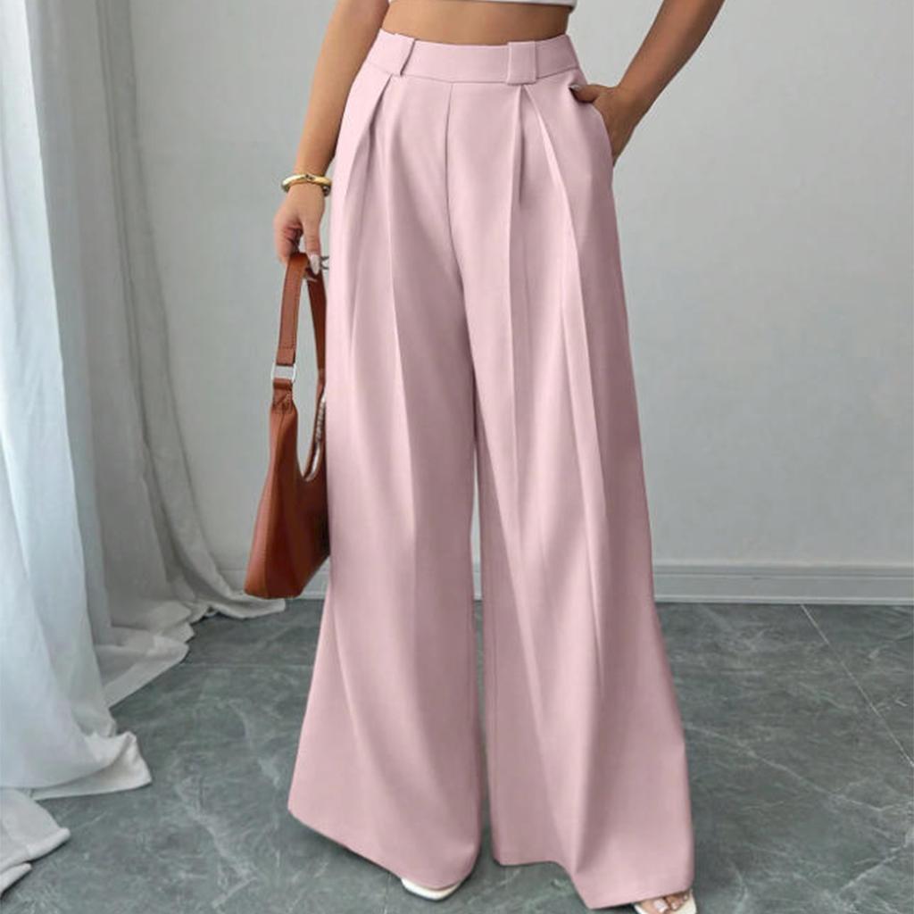 Women's Loose Fit Wide Leg Trousers High Waist Casual Office Pants Pleated Front Relaxed Fit Workwear Bottoms for Everyday Wear