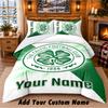 Celtic FC Pattern Bedding 3Pcs Set Custom Name, Bed Sheet And Pillowcases For Home Bedroom