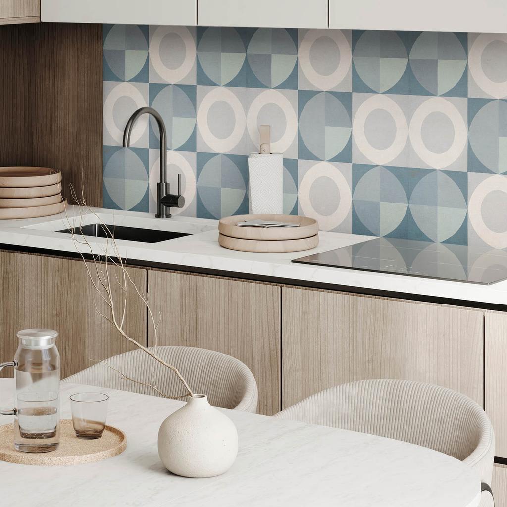 Printed Vinyl Panel - Bedroom Decoration 120x60 cm Geometry of circles and shapes
