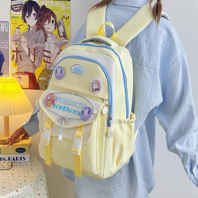 Neue hochwertige Retro-Farbblock-Schultaschen für Schülerinnen der Unterstufe, Rucksäcke und Umhängetaschen mit großem Fassungsvermögen und geringem Gewicht