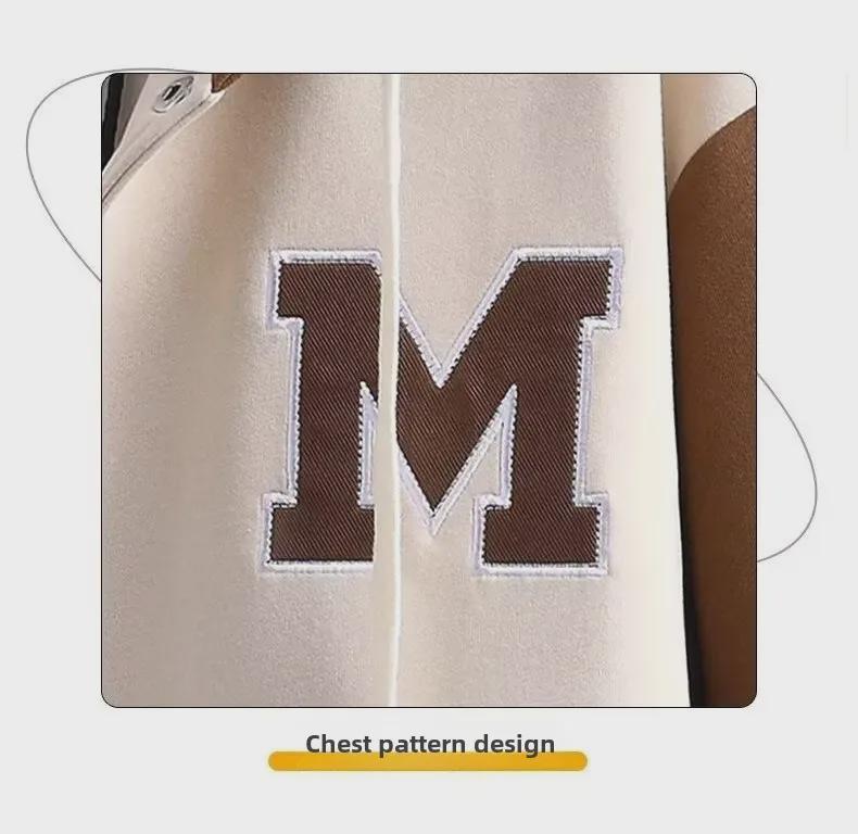 2024 Höst/Vinter Tjock Kontrastfärg Huvförsedd Broderad Tröjjacka för Tonåringar och Par