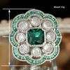 Huitan Geometric Design Women Ring Inlaid Brilliant White/Green Cubic Zirconia Luxury Wedding Party Accessories Jewelry for Lady