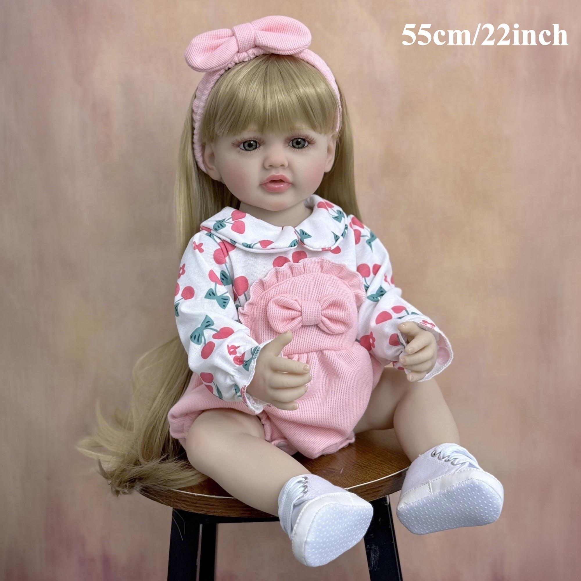 

BZDOLL 55 см Кукла Реборн для Девочки из Мягкого Винила во Всё Тело 22 дюйма Реалистичный Новорожденный Бебе Длинные Светлые Волосы Принцесса Художественная Игрушка Дети Купание Игра Рождественский Подарок vinyl body doll