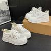 Platform women's shoes spring and summer 2025 new mesh light breathable small sports casual white shoes fashionable versatile