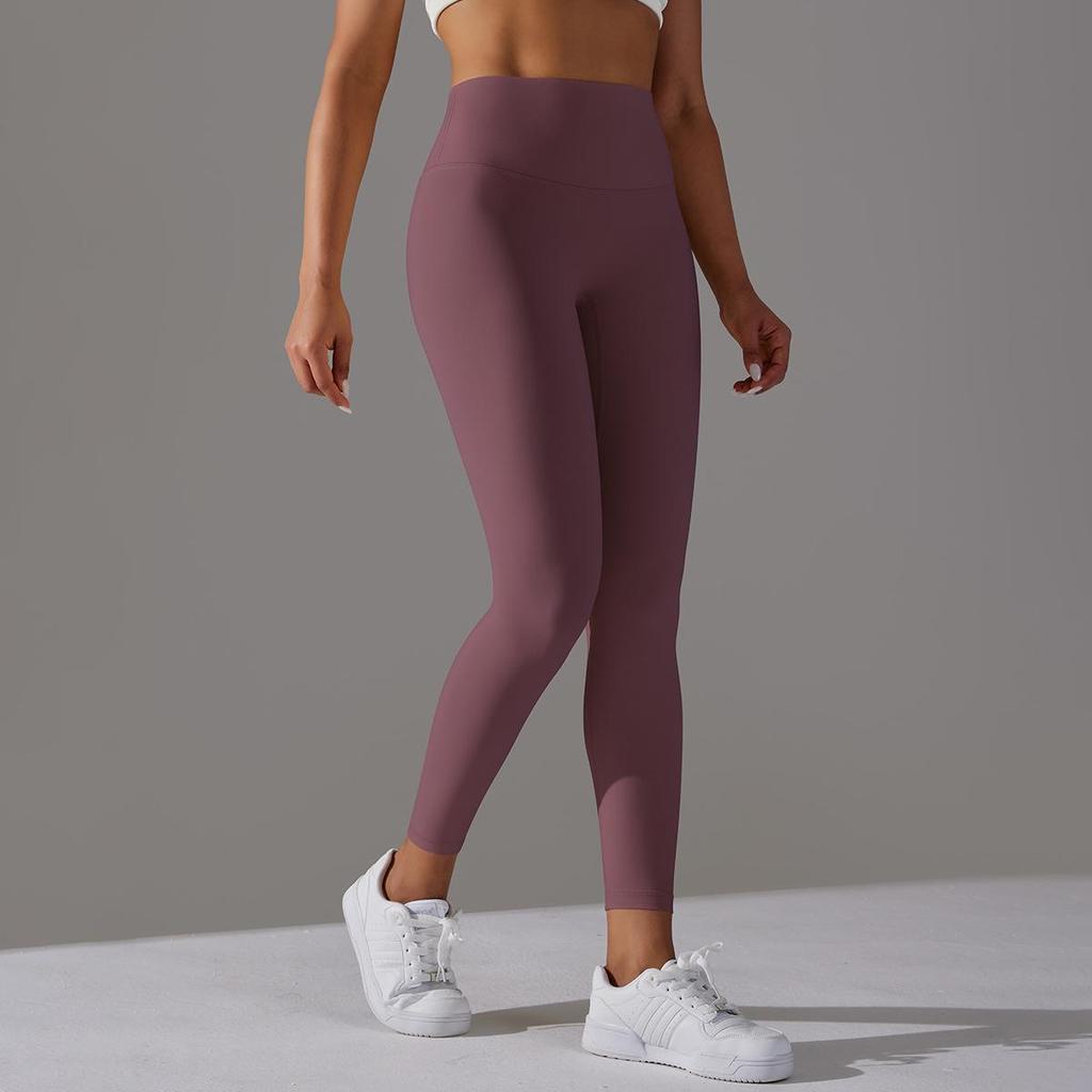 Nude Skin-friendly Yoga Pants Women Without Awkward Line High-waisted Bottoms To Lift The Buttocks Elastic Fitness and Sports Nine-minute Pants