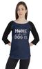 Inkmeso Women Raglan 3 4 Sleeves Tshirt    Home Is Where The Dog Is   Shirt For Dog Lover Graphic
