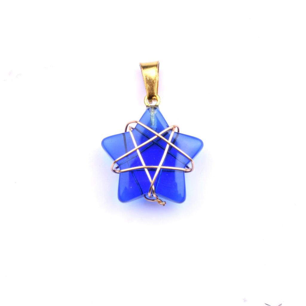 Gold-Wrapped Crystal Star Pendant Necklace, 2cm Jade Charm, Ins Style Fashion Accessory