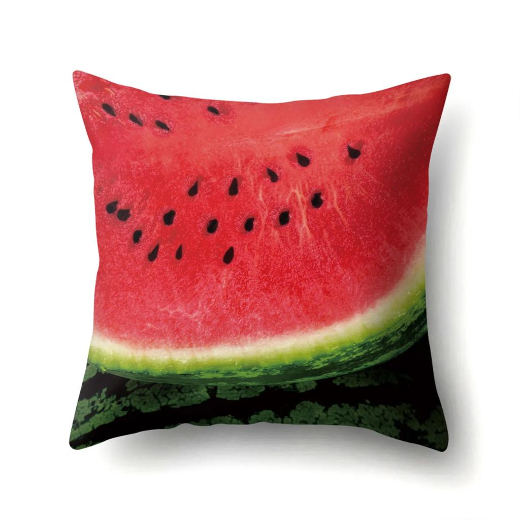 Dekorativer Kissenbezug mit Wassermelonen-Erdbeer-Kiwi-Zitronen-Motiv, Obstmuster, Kissenbezug, Heimdekoration für Sofa, Bett, Wohnzimmer, 45 x 45 cm