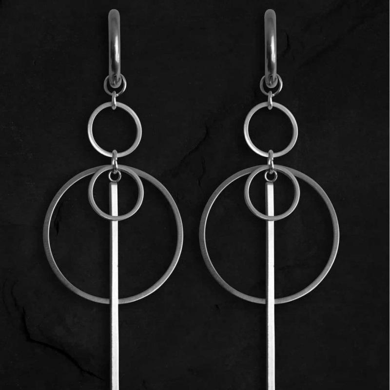 Gothic Punk Stainless Steel O-Ring Hoop Earrings - Bold Industrial Rock Style