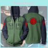 Naruto Hatake Kakashi bedruckte Fleece-Kapuzenjacke mit Reißverschluss, Cosplay-Kostüm