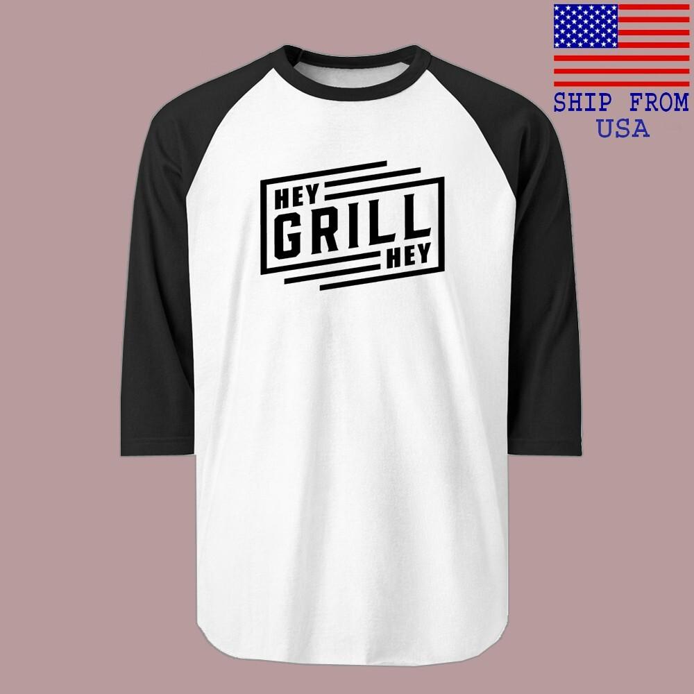 Hey Grill Hey Men#039;s Raglan Black Size S2XL Unisex T-Shirt S