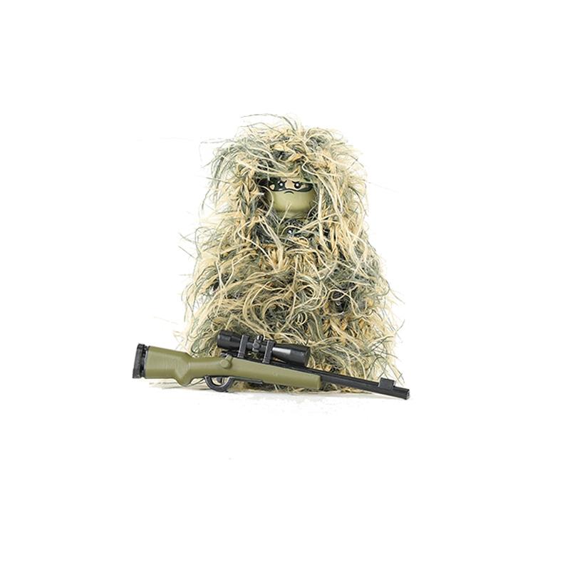 Non-Toxic Military All-Terrain Sniper Camouflage Clothing Building Blocks Jungle Swat Soldier Figures Weapons Awm M24 Gun Parts Bricks Toy