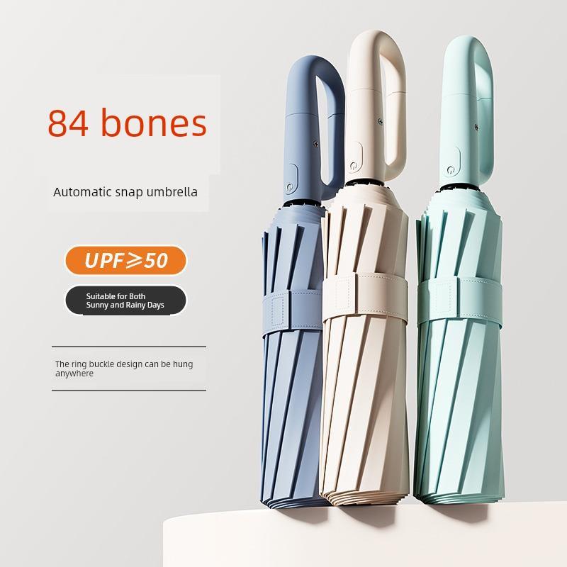 84-Rib Automatic Umbrella for Women, Dual-Use for Sun and Rain, with Hook, Foldable, Wind-Resistant, Sunshade, Uv Protection for Men