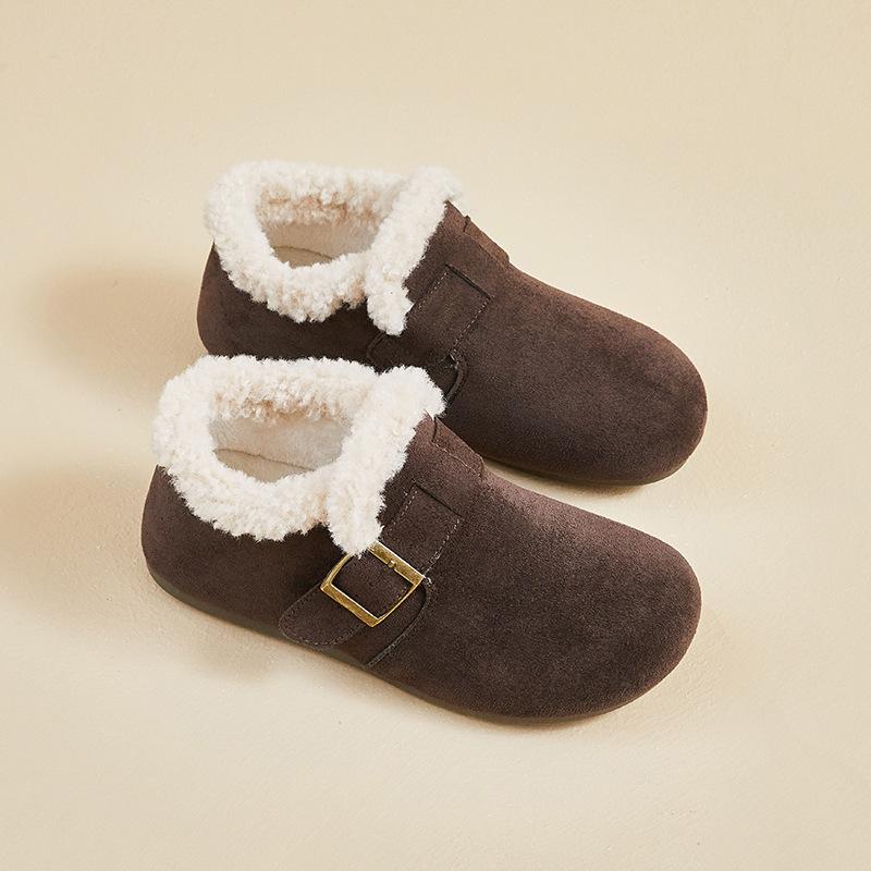 

Женские зимние теплые мини-сапоги для снега, пушистые из искусственной замши, обувь для ходьбы для женщин, повседневные, противоскользящие, удобные, на платформе, короткие ботильоны с подкладкой из искусственного меха 40 коричневый