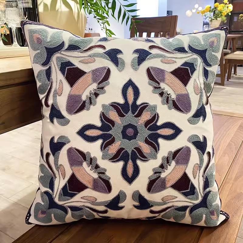 

Американская пастораль ретро маленький свежий подушка вышитая скандинавская ткань наволочка для диванной подушки утолщенный хлопок лен можно снимать и стирать 45 * 45cm (pillowcase only)