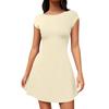 Women's Summer Casual Backless Cap Sleeve T Shirt Dress Round Neck Party Dresses