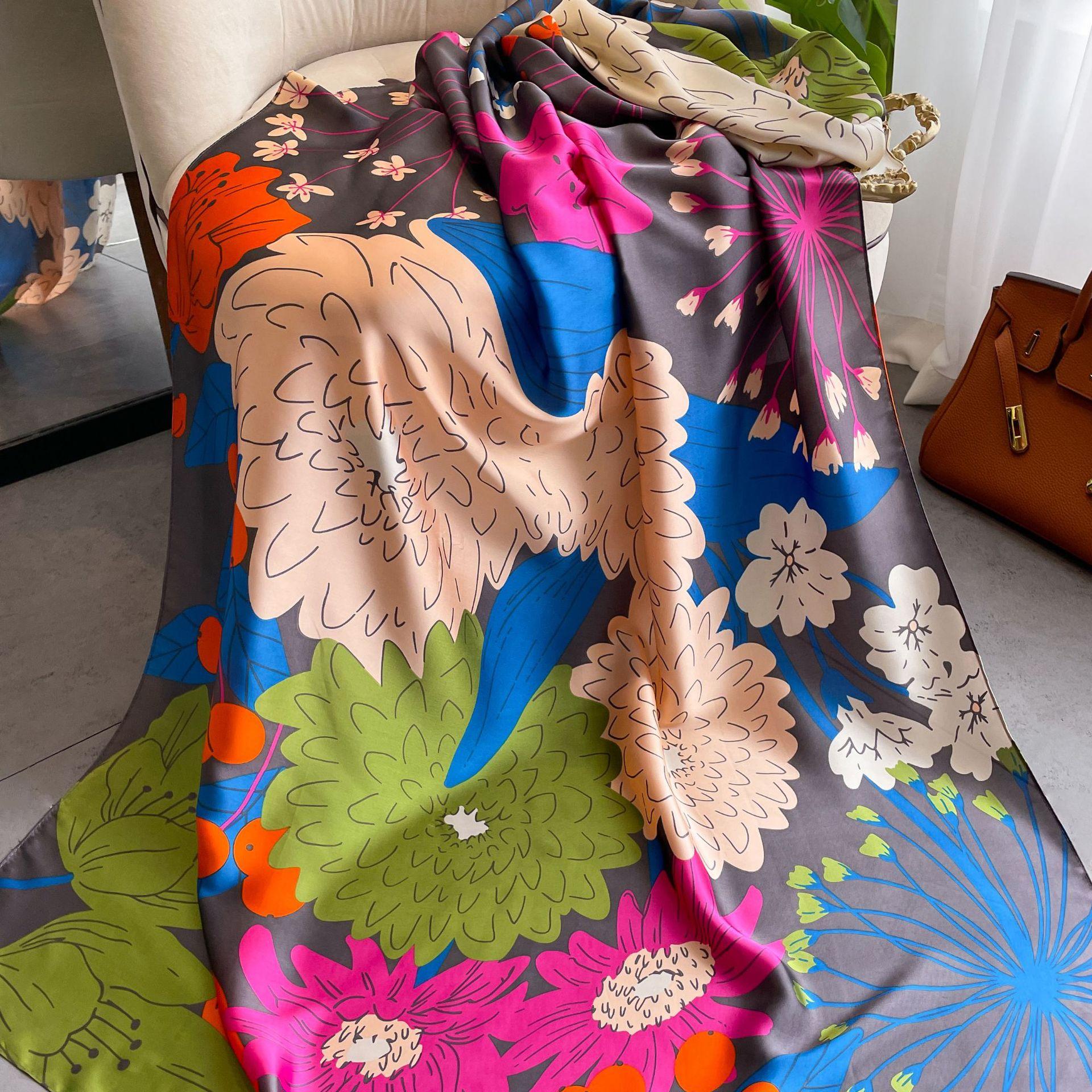 

Высококачественные роскошные шелковые шарфы, повязка на голову, шарфы, шейный шарф для женщин, шелковый шарф с цепочкой, женская декоративная шаль 180*90cm