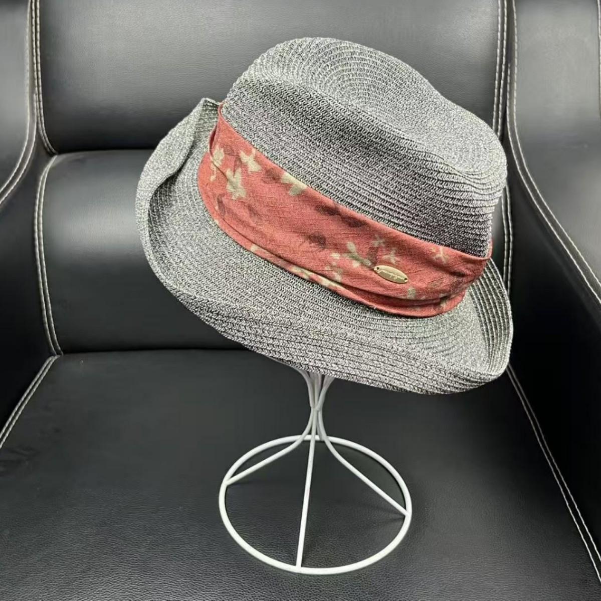 

2026 Lazy wind fine grass tie-dye pleated fisherman hat children summer sun protection straw hat beach vacation sun hat M（55-58cm） темно-серого