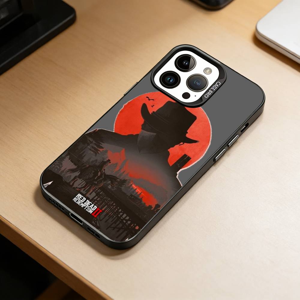 Custodia per telefono di Red Dead Redemption 2 per iPhone 17,16,15,14,13,12,11 Plus,Pro Max,XS,Interno Rivestito Argento Colorato