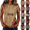 Women's Casual Pullover Short Sleeve T Shirt Halloween Graphic Print Round Neck Top Lightweight Comfortable Fit
