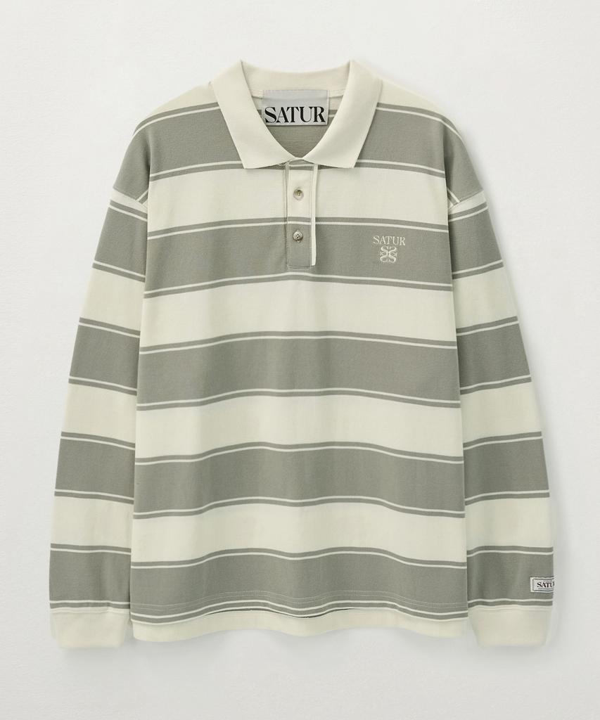 Seteo Rugby Stripe Pique Long Sleeve Khaki