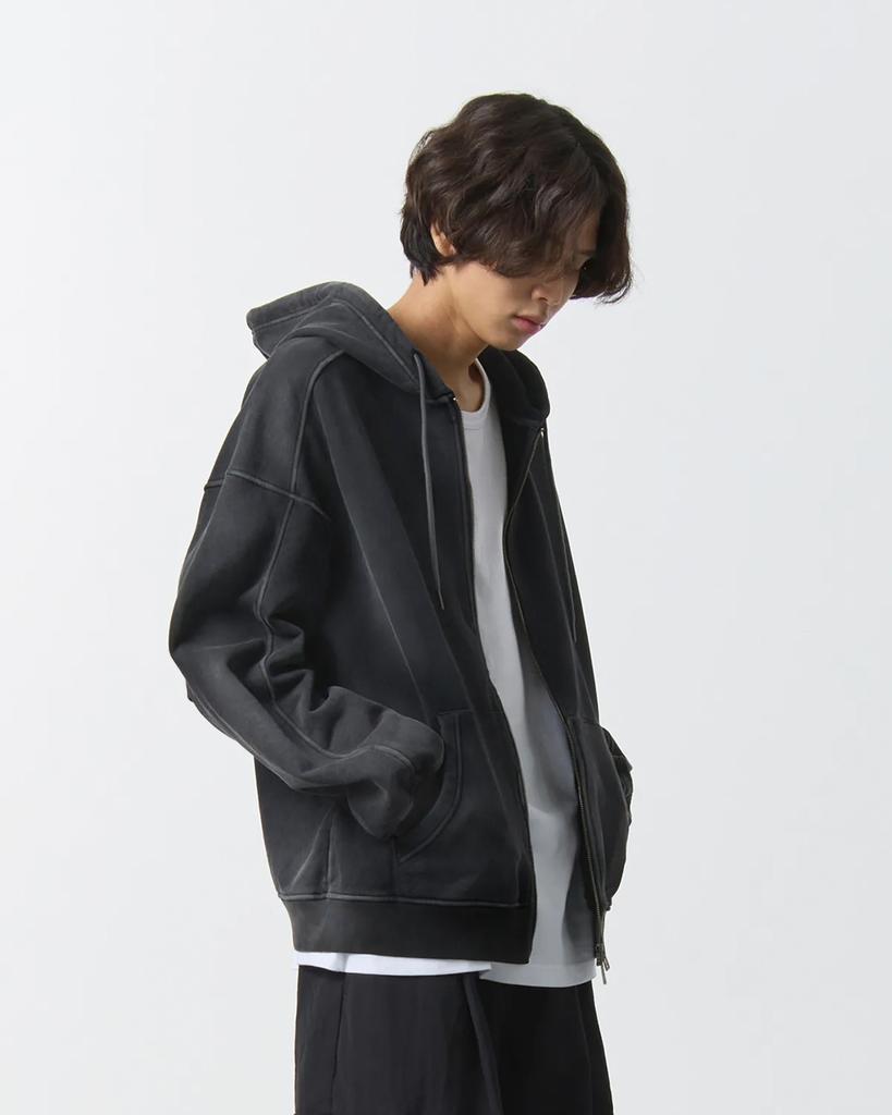 Dimitri Black [Crop Top] Asi Four Seasons Essentials Zip-Up Hoodie_Pigment Charcoal
