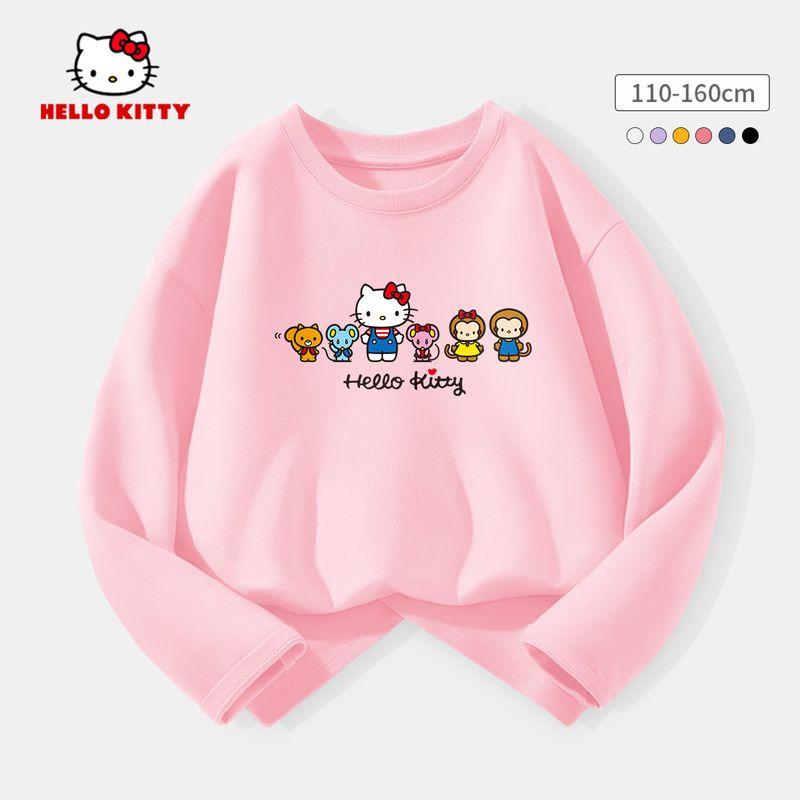 Hello Kitty Girls' Base Layer Shirt Spring 2026 New White Children's Base Layer Shirt Pure Cotton Girls' Top