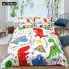 Cute Cartoon Dinosaur Print Polyester Bedding Sets Child Kids Covers Boys Bed Linen Set For Teens King Size Bedding Set