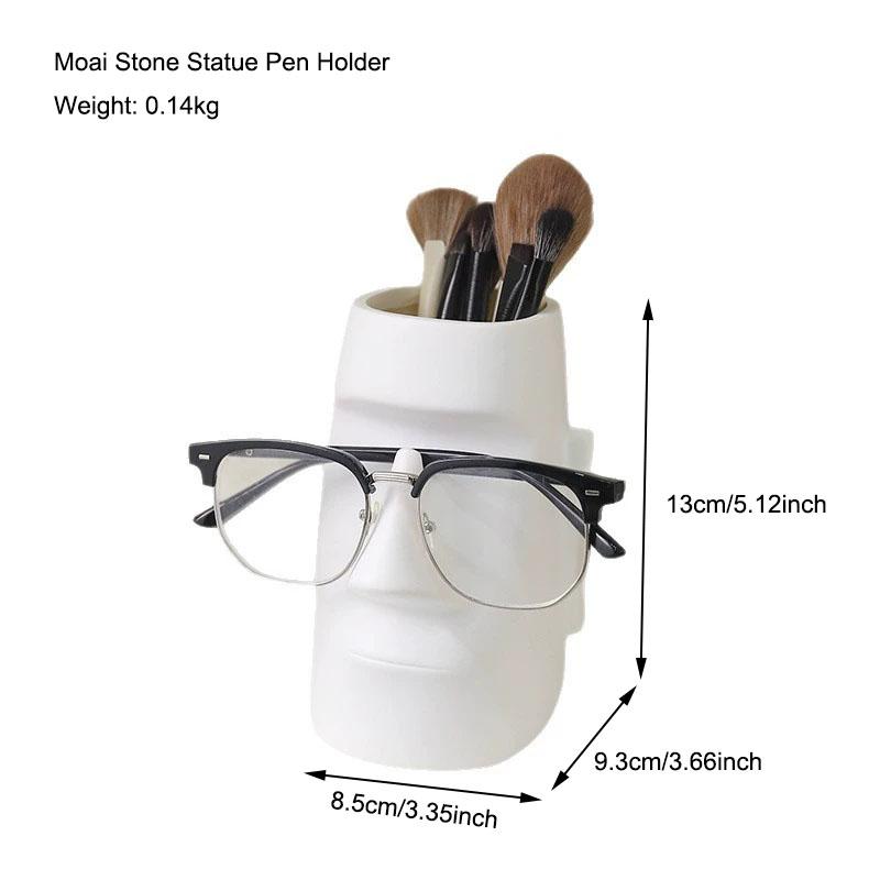 

Moai Stone Statue Pen Holder Glasses Stand Ornament Makeup Brush Holder Home Office Desktop Storage Bucket Decoration Gift